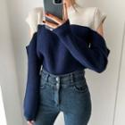 Two-tone Cut-out Sweater