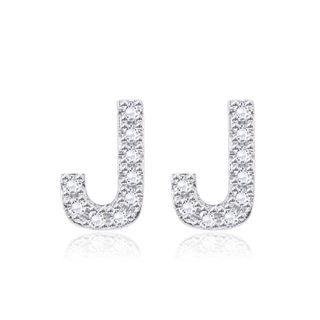 Simple And Fashion Letter J Cubic Zircon Stud Earrings Silver - One Size