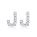 Simple And Fashion Letter J Cubic Zircon Stud Earrings Silver - One Size