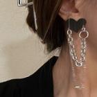 Chain Strap Alloy Drop Earring 1 Pair - Silver & Black - One Size
