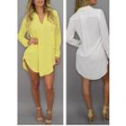 Pocketed Deep Plunge Long Shirt