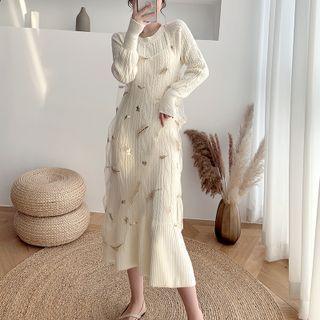 Spaghetti Strap Starry Mesh Dress / Midi A-line Sweater Dress