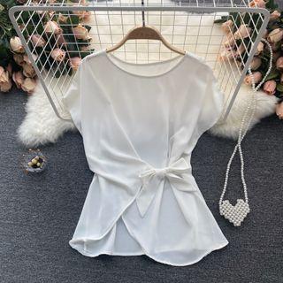 Plain Bow Chiffon Top