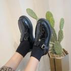 Plain T-strap Buckled Faux Leather Shoes