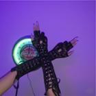 Lace-up Long Gloves 1 Pair - Black - One Size