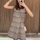 Tweed V-neck Sleeveless Dress