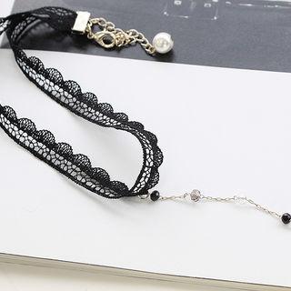 Rhinestone Lace Lariat Choker