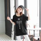 Star And Letter Print Long T-shirt