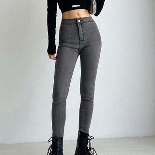 High-waist Washed Slim Fit Jeans