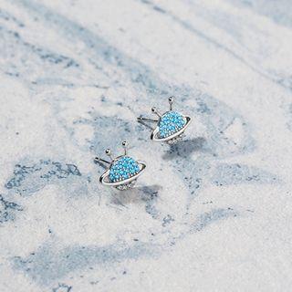Rhinestone Planet Stud Earring 1 Pair - As Shown In Figure - One Size