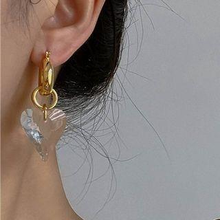 Heart Drop Ear Stud 1 Pair - Transparent - One Size