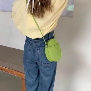 Faux Leather Oval Crossbody Bag