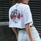 Lettering Print Short-sleeve Cropped T-shirt