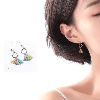 925 Sterling Sliver Heart Glass Drop Earring 1 Pair - As Shown In Figure - One Size