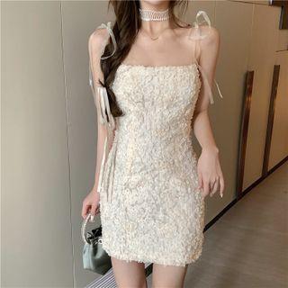 Spaghetti Strap Floral Bodycon Mini Dress As Shown In Figure - One Size