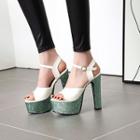 Glitter Chunky-heel Platform Sandals