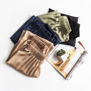 Plain Elastic Satin Pants