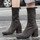 Genuine Leather Block-heel Mid-calf Boots