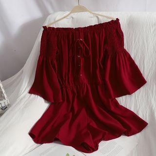 Bell-sleeve Off-shoulder Romper