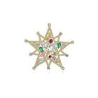 Simple And Fashion Plated Gold Star Brooch With Colorful Cubic Zirconia Golden - One Size