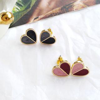 Alloy Colour Block Heart Earring