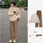 Cable Knit Sweater / Straight-leg Pants
