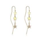 925 Sterling Silver Star Earrings With White Austrian Element Crystal Golden - One Size