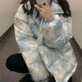 Tie-dye Padded Zip Jacket Blue & White - One Size