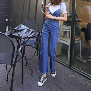 Spaghetti-strap Boot-cut Overall Jeans