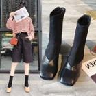 Square Toe Paneled Short Boots