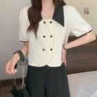 Two-tone Double Buttoned Top