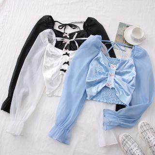 Smocked Ribbon Crop Top