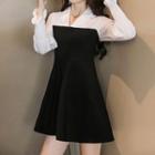 Long-sleeve Notch-lapel A-line Dress
