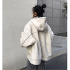 Fleece Loose-fit Hooded Jacket White - One Size