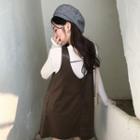 Plain Long-sleeve T-shirt / Faux-leather Dress