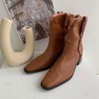 Square-toe Short Cowboy Boots