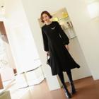 Balloon-sleeve Fleece-lined A-line Dress