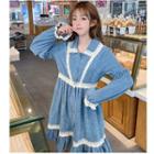 Crochet Lace Panel A-line Shirt Dress