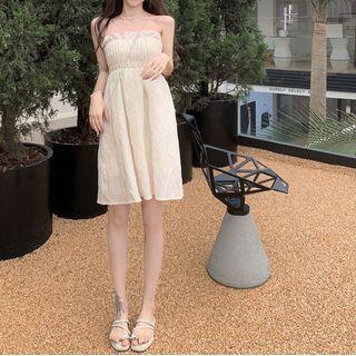 Strapless Plain Mini A-line Dress