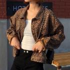 Leopard Print Buttoned Jacket As Shown In Figure - One Size