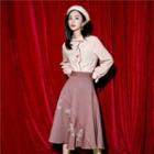 Car Embroidered Shirt / Midi A-line Skirt