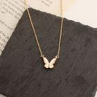 Butterfly Acrylic Pendant Necklace Gold - One Size