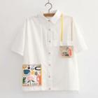 Patched Embroidered Short-sleeve Shirt