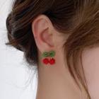 Cherry Alloy Earring 1 Pair - Green & Red - One Size