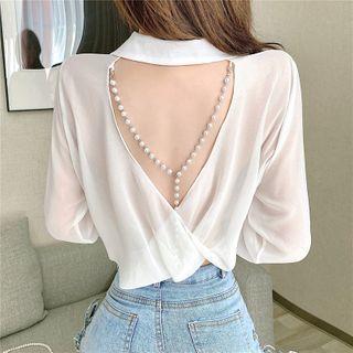 Tie-front Shirt / Denim Hot Pants