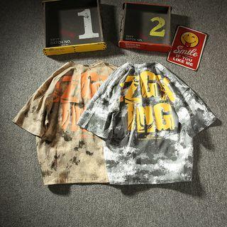 Short-sleeve Camo Lettering T-shirt
