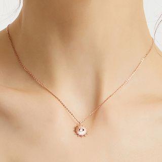 925 Sterling Silver Evil Eye Pendant Necklace Rose Gold - One Size