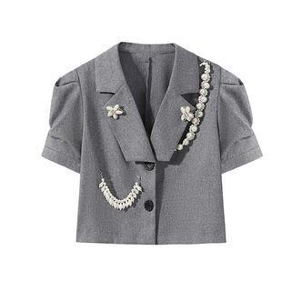 Puff-sleeve Faux Pearl Blazer