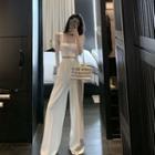 Cropped Sleeveless Top / High-waist Wide-leg Pants