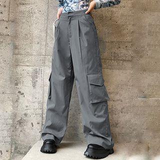 Mid-waist Wide-leg Cargo Pants
